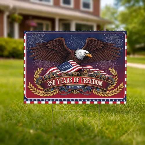 Bald Eagle American Flag 1776-2026 - USA 250th Anniversary Independence Day Tribute Yard Sign