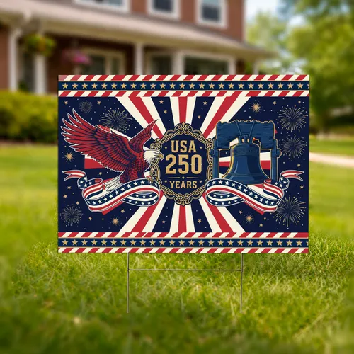 Bald Eagle Liberty Bell USA 250th Anniversary 1776-2026 Patriotic Gift for Veterans Yard Sign