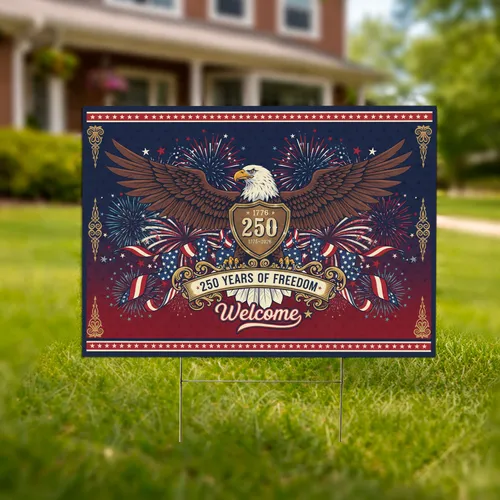 Bald Eagle American Flag 1776-2026 - USA 250th Anniversary Independence Day Yard Sign