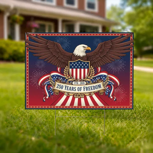Bald Eagle American Flag 1776-2026 - USA 250th Anniversary Independence Day Gift for Dad Yard Sign