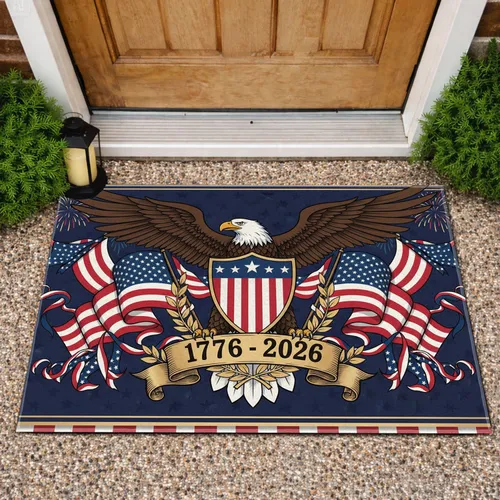Bald Eagle American Flag Liberty Shield 1776-2026 - USA 250th Anniversary Independence Day Doormat