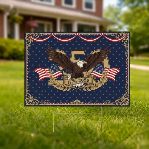 Bald Eagle American Flag 1776-2026 - USA 250th Anniversary Independence Day Gift for Veterans Yard Sign