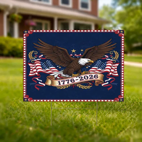 Bald Eagle American Flag 1776-2026 - USA 250th Anniversary Patriotic Gift for Veterans Yard Sign