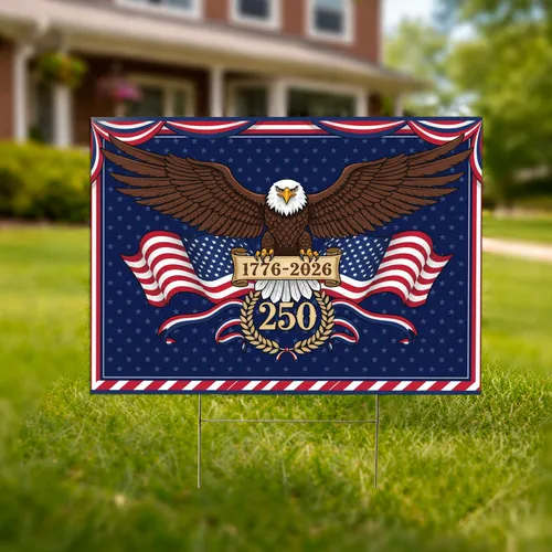 Bald Eagle American Flag 1776-2026 - USA 250th Anniversary Patriotic Gift for Veterans Yard Sign