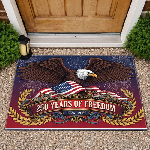 Bald Eagle American Flag 1776-2026 - USA 250th Anniversary Independence Day Tribute Doormat