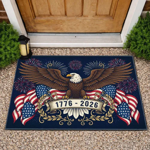 Bald Eagle American Flag 1776-2026 - USA 250th Anniversary Independence Day for Veterans Doormat