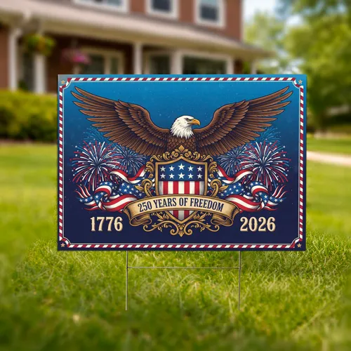 Bald Eagle American Flag 1776-2026 - USA 250th Anniversary Independence Day Gift for Veterans Yard Sign