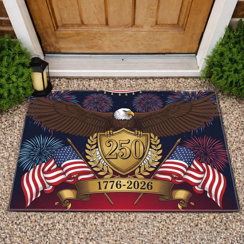 Bald Eagle American Flag 1776-2026 - USA 250th Anniversary Freedom Celebration Doormat