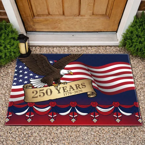 Bald Eagle American Flag 1776-2026 - USA 250th Anniversary Independence Day Celebration Doormat