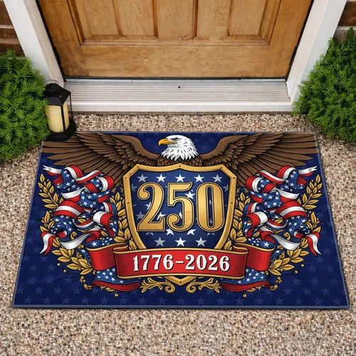 Bald Eagle American Flag 1776-2026 - USA 250th Anniversary Patriotic Independence Day Doormat