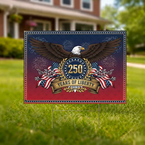 Bald Eagle American Flag 1776-2026 - USA 250th Anniversary of Liberty Yard Sign