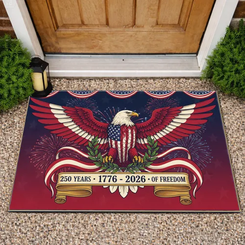 Bald Eagle American Flag 1776-2026 - USA 250 Years Freedom Independence Day Doormat