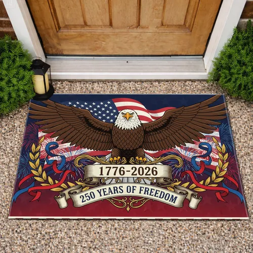 Bald Eagle American Flag 1776-2026 - USA 250th Anniversary Celebration Doormat