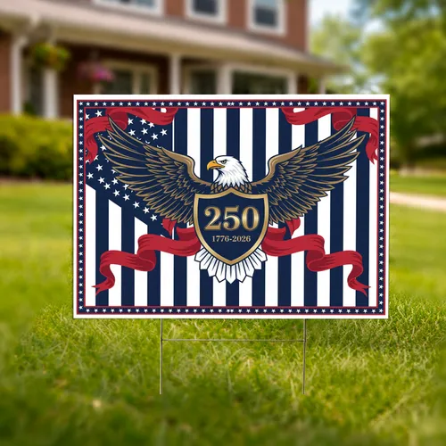 Bald Eagle American Flag 1776-2026 - USA 250th Anniversary Independence Day Gift for Dad Yard Sign