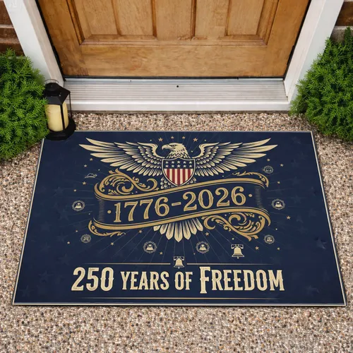Bald Eagle Star-Spangled Shield 1776-2026 - USA 250 Years of Freedom Anniversary Doormat