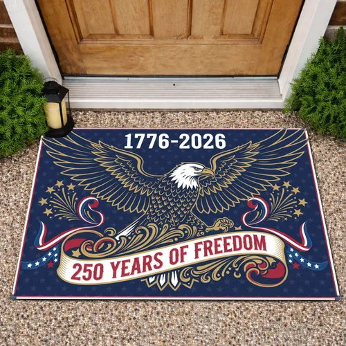 Bald Eagle 1776-2026 250 Years of Freedom - USA Patriotic Heritage Celebration Doormat