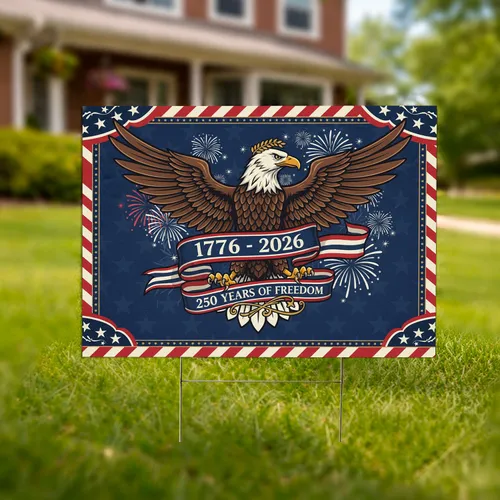 Bald Eagle American Flag 1776-2026 - USA 250th Anniversary Patriotic Gift for Veterans Yard Sign
