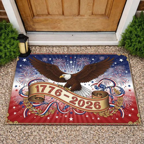 Bald Eagle 1776-2026 Patriotic Art - USA 250th Anniversary Independence Day Gift Doormat