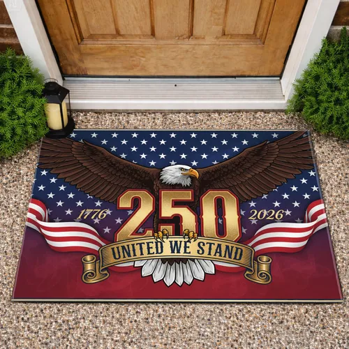 Bald Eagle American Flag 1776-2026 - United We Stand USA 250th Anniversary Doormat
