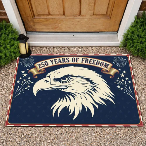 Bald Eagle American Flag 1776-2026 - USA 250 Years of Freedom Independence Day Doormat