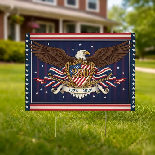 Bald Eagle American Flag 1776-2026 - USA 250th Anniversary Independence Day Gift for Dads Yard Sign