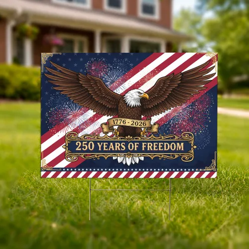 Bald Eagle American Flag 1776-2026 - USA 250th Anniversary Independence Day Gift for Dads Yard Sign