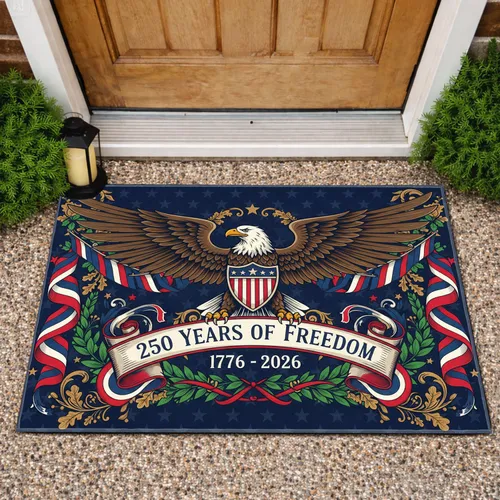 Bald Eagle American Shield 1776-2026 - USA 250 Years of Freedom Independence Day Gift Doormat