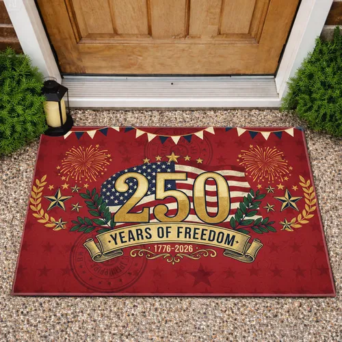 250 Years of Freedom American Flag 1776-2026 - USA 250th Anniversary Patriotic Design Doormat