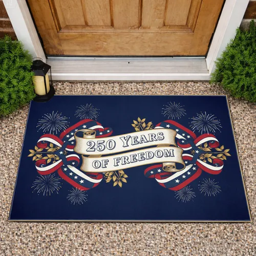 Bold 250 Years of Freedom Patriotic Banner - USA 250th Anniversary 1776-2026 Celebration Doormat