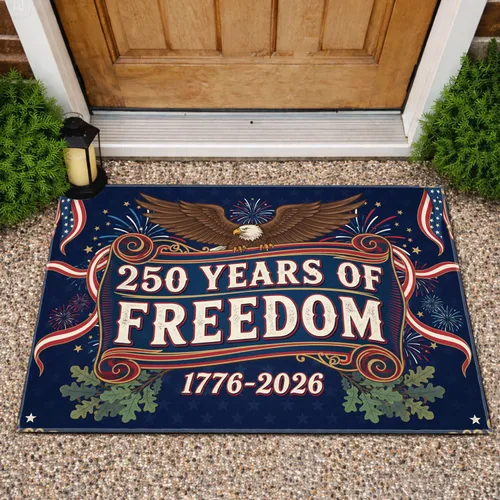 Bald Eagle 250 Years of Freedom 1776-2026 - USA 250th Anniversary Patriotic Stars Doormat