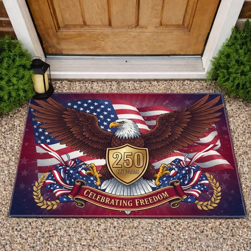 Bald Eagle American Flag 250 Shield 1776-2026 - Patriotic USA 250th Anniversary Doormat