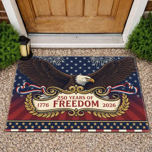 Bald Eagle 1776-2026 American Flag - USA 250 Years of Freedom Independence Day Doormat