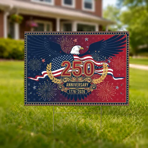 Bald Eagle American Flag 1776-2026 - USA 250th Anniversary Independence Day Gift for Dad Yard Sign