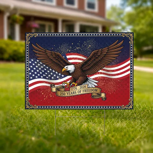 Bald Eagle American Flag 1776-2026 - USA 250th Anniversary Independence Day Gift for Veterans Yard Sign