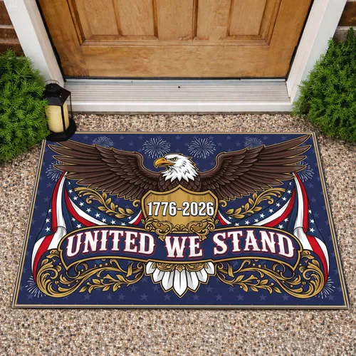 Bald Eagle American Flag 1776-2026 United We Stand USA 250th Anniversary Gift for Dad Doormat