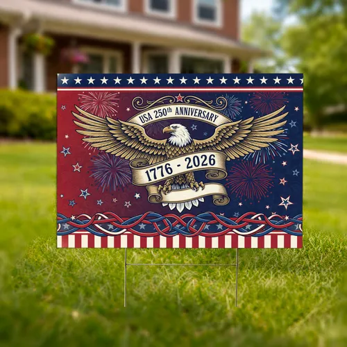 Bald Eagle American Flag 1776-2026 - USA 250th Anniversary National Celebration Yard Sign