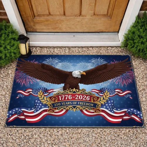 Bald Eagle American Flag 1776-2026 - USA 250th Anniversary Independence Day Gift Doormat