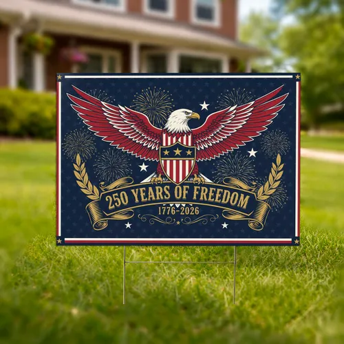 Bald Eagle Star Shield 1776-2026 - USA 250th Anniversary Patriotic Gift for Veterans Yard Sign
