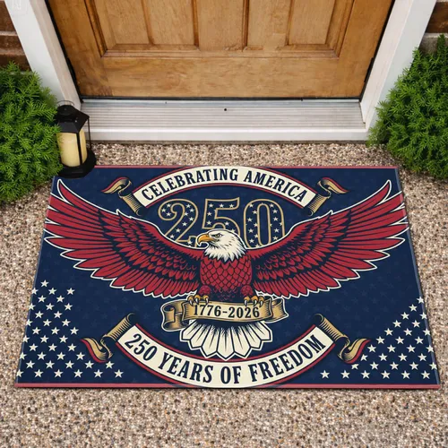 Bald Eagle American Flag 1776-2026 - USA 250th Anniversary Independence Day for Veterans Doormat
