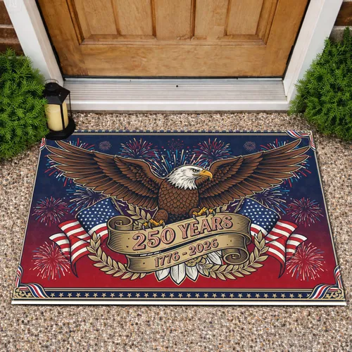 Bald Eagle American Flag 1776-2026 - USA 250th Anniversary Patriotic Decor Doormat