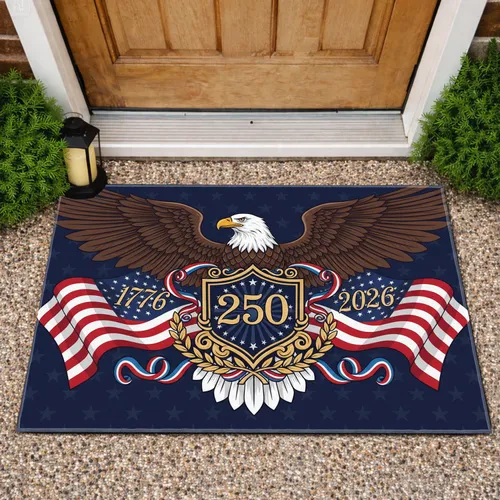 Bald Eagle American Flag 1776-2026 - USA 250th Anniversary Independence Day Celebration Doormat
