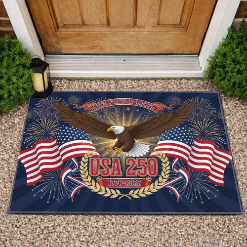 Bald Eagle American Flag 1776-2026 - USA 250th Anniversary Independence Day Doormat