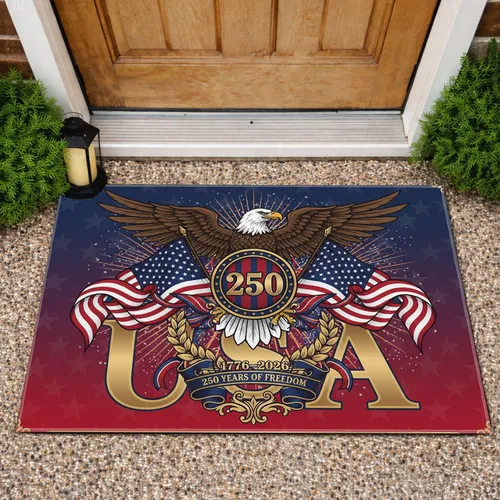 Bald Eagle American Flag USA Shield 1776-2026 - 250th Anniversary Independence Day Gift for Dad Doormat