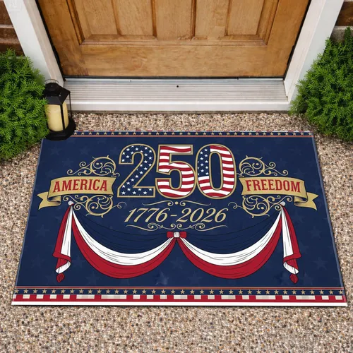 250 Emblem American Flag 1776-2026 - America Freedom Patriotic Celebration Doormat