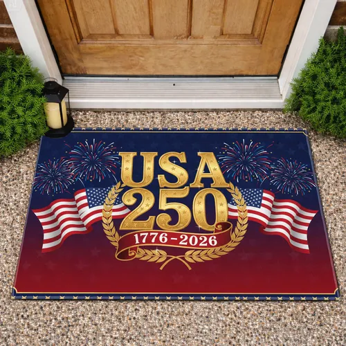 USA 250 Emblem American Flag 1776-2026 - 250th Anniversary Independence Day Gift Doormat