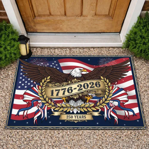 Bald Eagle American Flag 1776-2026 - USA 250th Anniversary Independence Day Gift for Veterans Doormat
