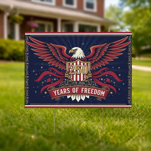 Bald Eagle American Flag 1776-2026 - USA 250th Anniversary Independence Day Gift for Veterans Yard Sign