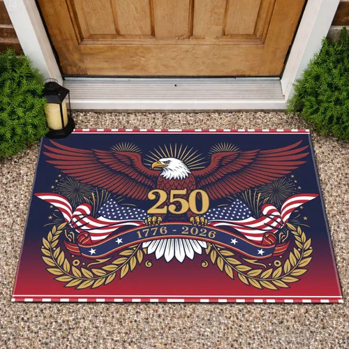 Bald Eagle American Flag 1776-2026 - USA 250th Anniversary Independence Day Gift Doormat
