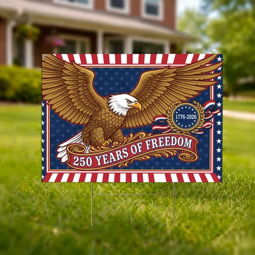 Bald Eagle American Flag 1776-2026 - USA 250th Anniversary Freedom Gift for Veterans Yard Sign
