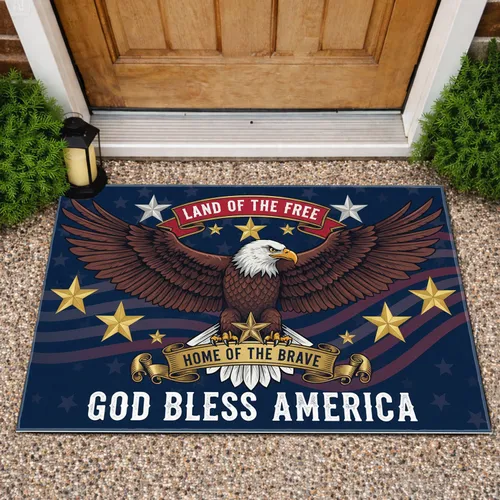 Bald Eagle American Flag 1776-2026 - Land of the Free Home of the Brave 250th Anniversary Doormat